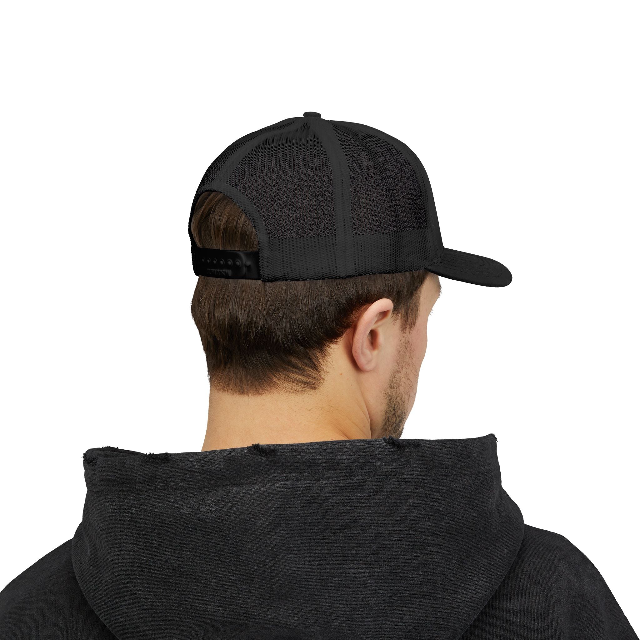 Embroidered Rose Guitar Snapback Cap — "Midnight Heartbreaker" Trucker Hat